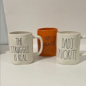 Rae Dunn Quote Mugs Set - Orange and Cream
